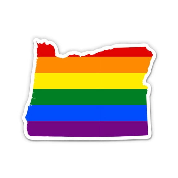 Oregon Gay Flag State Shape Rainbow Pride LGBT - 5" Vinyl Sticker - For Car Laptop I-Pad - Waterproof Decal