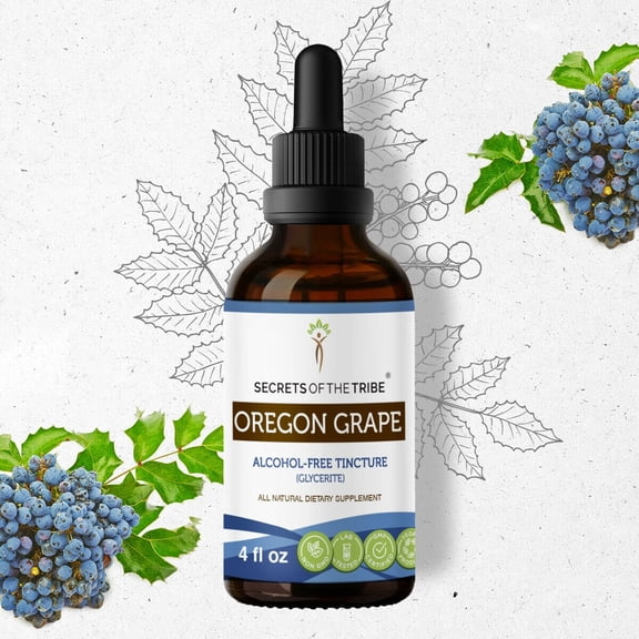 Secrets Of The Tribe Oregon Grape Tincture Dietary Supplement, Natural Herbal Extract for Digestive Support, Oregon Grape (Mahonia aquifolium) Dried Root, Alcohol-Free Extract, Drops 4 oz