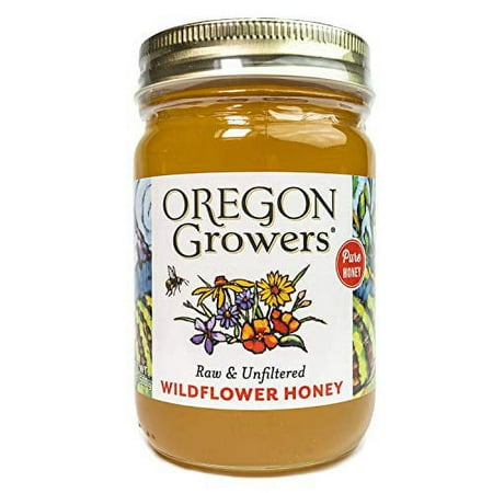 Oregon Growers Wildflower Honey OKA4 - Raw Unfiltered Pacific Gluten Free, Pure & Natural Raw Subtle Flavors & Natural Enzymes, Farm Direct Specialty Foods, Flower Honey - 18 Oz (Pack of 1)