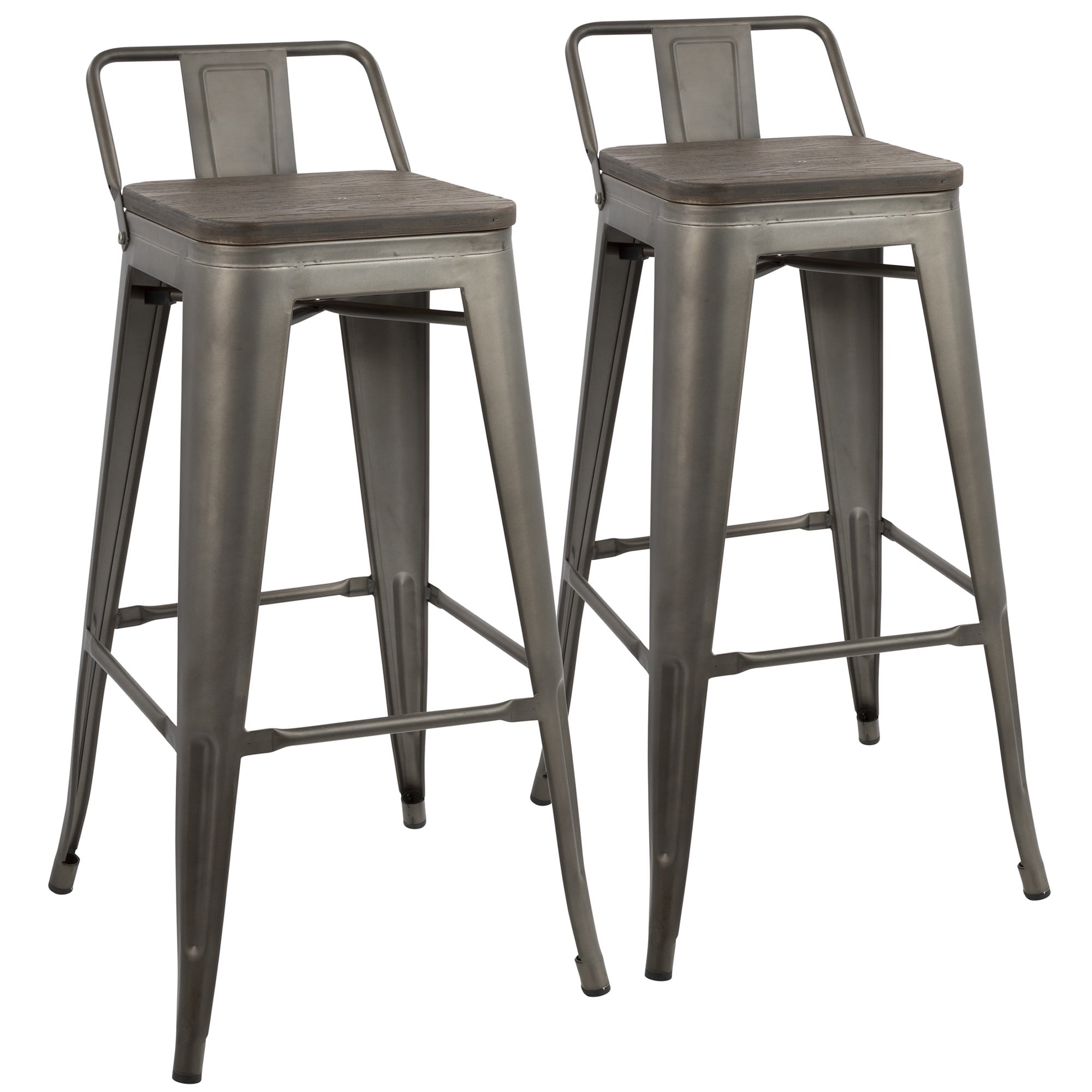 Antique Espresso 35.7" Steel and Bamboo Bar Stool