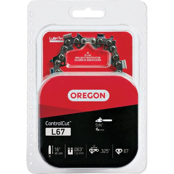 Oregon L67 ControlCut Replacement Chainsaw Chain for 16-Inch Guide Bars, 67 Drive Links, Pitch: .325" Low Vibration, .063" Gauge, Fits Stihl Models