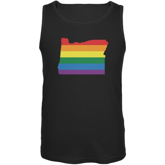 Oregon LGBT Gay Pride Rainbow Black Adult Tank Top - Medium