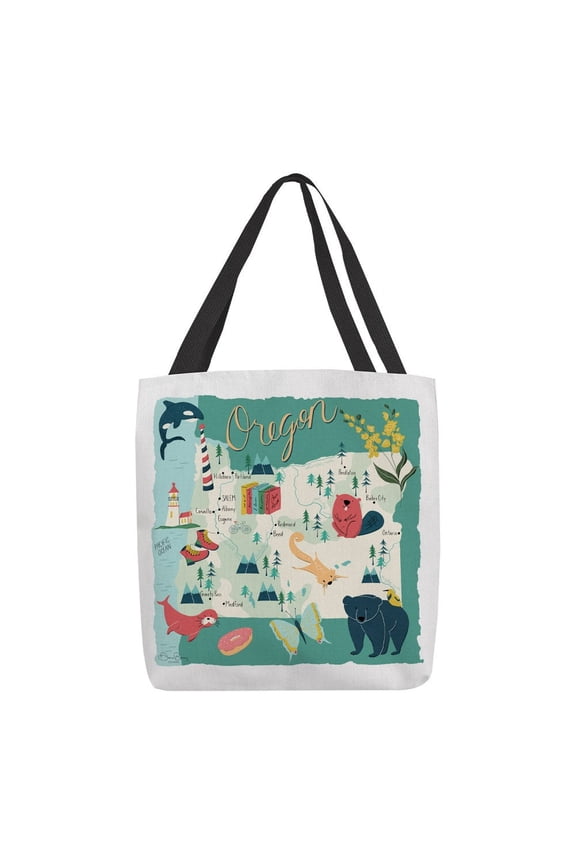 Oregon Map 18 inch Printed Tote