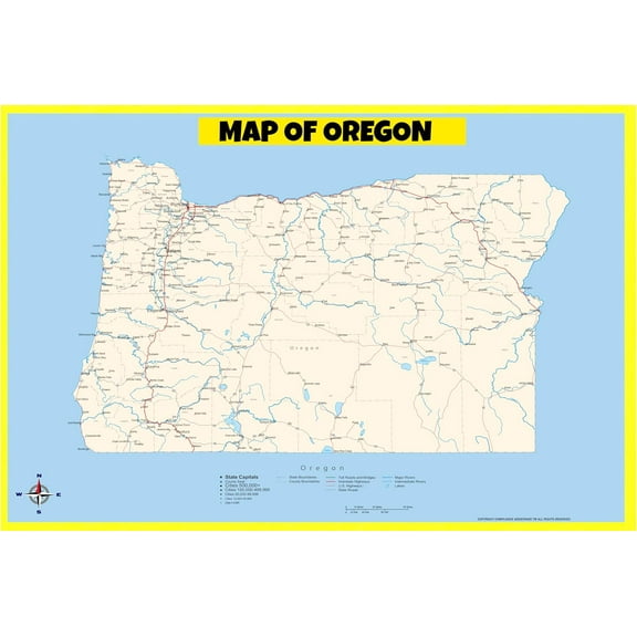 Oregon Map Poster - Laminated Wall Map - Style B - 20x30 - Ideal for Classrooms and Homes – Features Bright Colors and Vivid Imagery