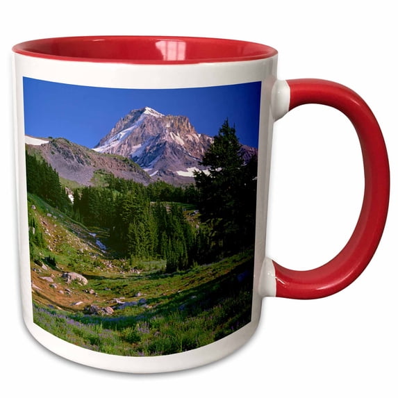 3drose, Oregon. Mount Hood Nf, Mount Hood Wilderness, Meadow of Lupine Blooms, 11oz Two-tone Red Mug