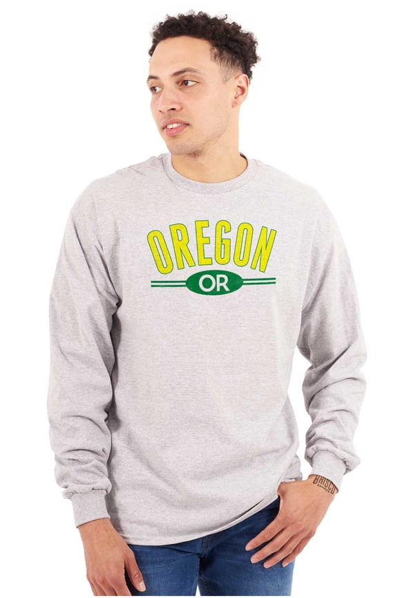 Oregon OR Distressed Student Plus Size Long Sleeve Graphic Tee Shirt Brisco Brands 3X
