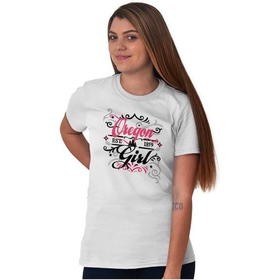Oregon OR Fancy Feminine Filigree Womens Graphic T Shirt Tees Brisco Brands