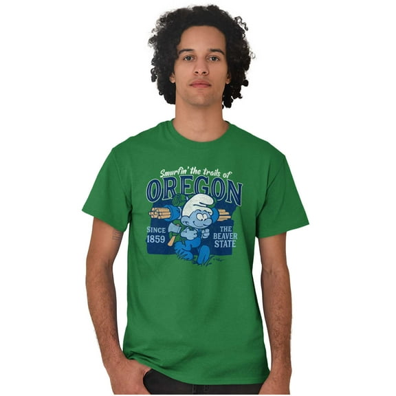 Oregon OR Hiking Camping Trip Smurfs Men's Graphic T Shirt Tees Brisco Brands S