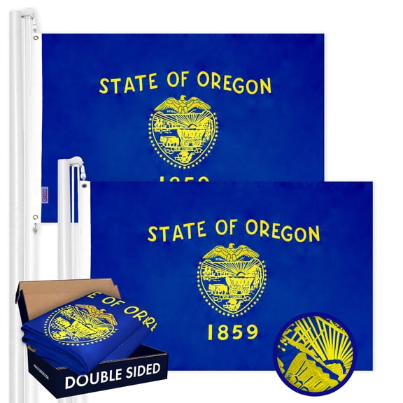 Oregon OR State Flag 3x5FT 2-Pack Double-sided Embroidered Polyester By G128