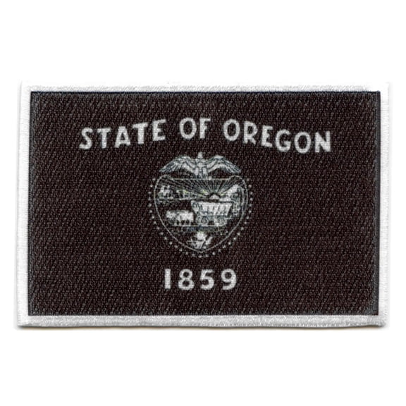 Oregon Patch State Flag Grayscale Embroidered Iron On