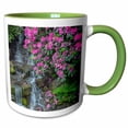 thumbnail image 1 of 3drose, Oregon, Portland, Rhododendron Blooms Alongside Waterfall and Ferns., 11oz Two-tone Green Mug, 1 of 6