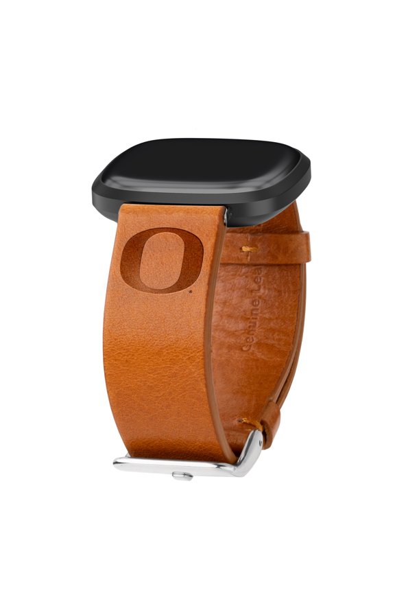 Oregon Premium Leather Unisex Watch Band for FitBit Versa 3 and Sense (Short Tan) by Affinity Bands