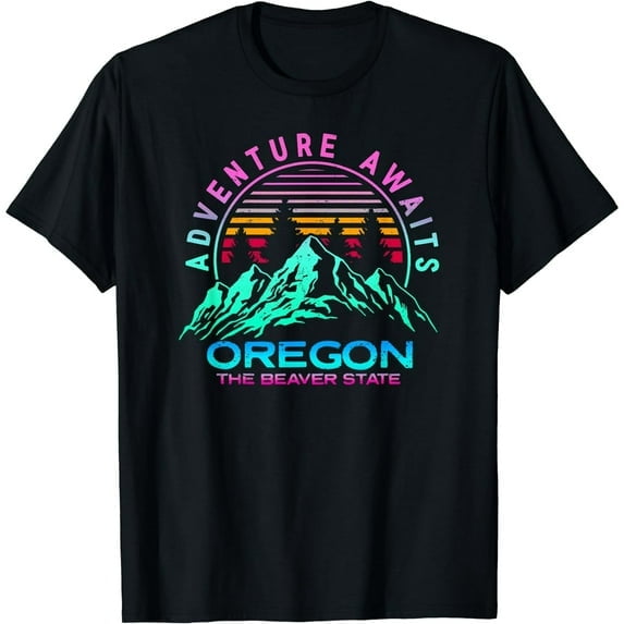 Oregon Retro Vintage Mountain Outdoors State Graphic Design T-Shirt