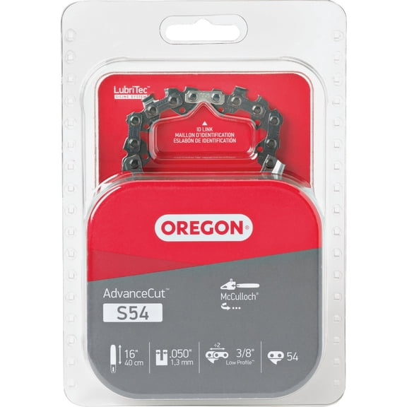 Oregon S54 AdvanceCut Replacement Chainsaw Chain for 16-Inch Guide Bars, 54 Drive Links, Pitch: 3/8", .050" Gauge, Fits Craftsman, Dayton, Mastercraft, and More