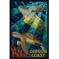thumbnail image 1 of Oregon, Sea Turtle, Paper Mosaic (12x18 Wall Art Poster, Room Decor), 1 of 3