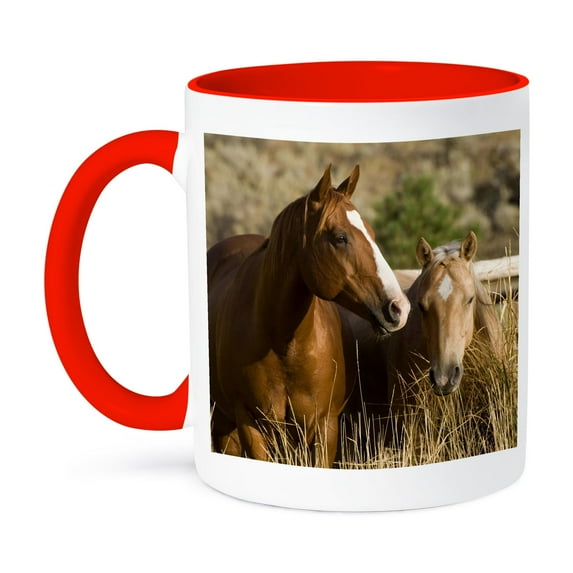 3dRose, Oregon, Seneca, Ponderosa Ranch, horses - US38 BJA0361 - Jaynes Gallery, 11oz Two-Tone Red Mug