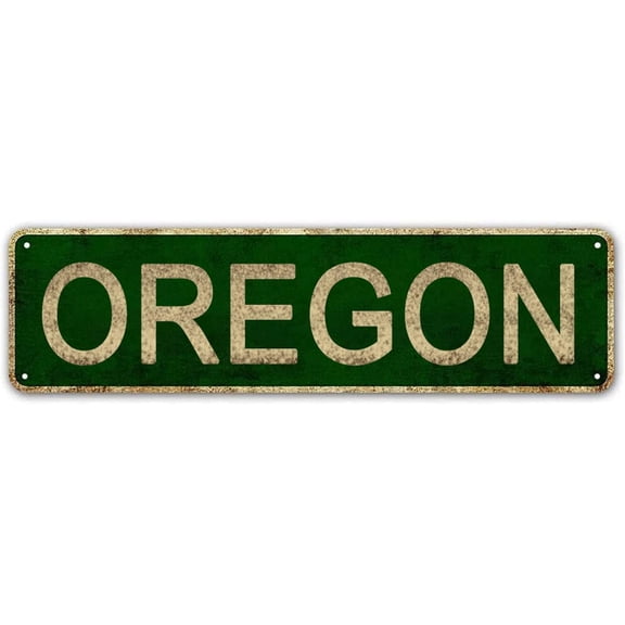 Oregon Sign, America State Name Vintage Metal Tin Sign, Wall Decor for Office/Home/Classroom 4x16 Inches