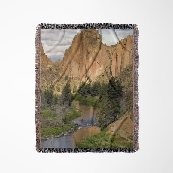 Oregon, Smith Rocks Sp. Rock Faces, Crooked River - Us38 Rer0165 - Ric Ergenbright, Woven Blanket