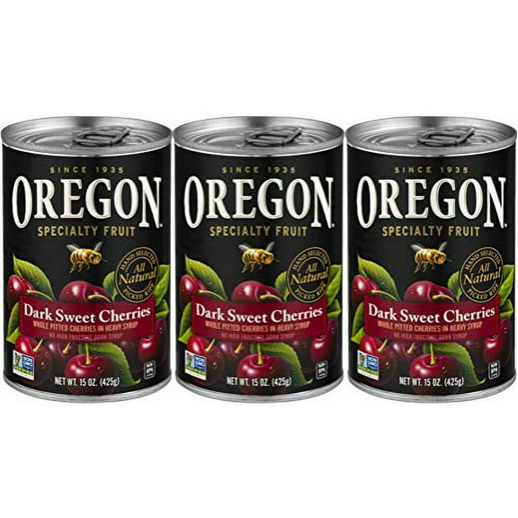 Oregon Fruit Co. Dark Sweet Cherries in Heavy Syrup,15 oz Cans (Pack of 3)