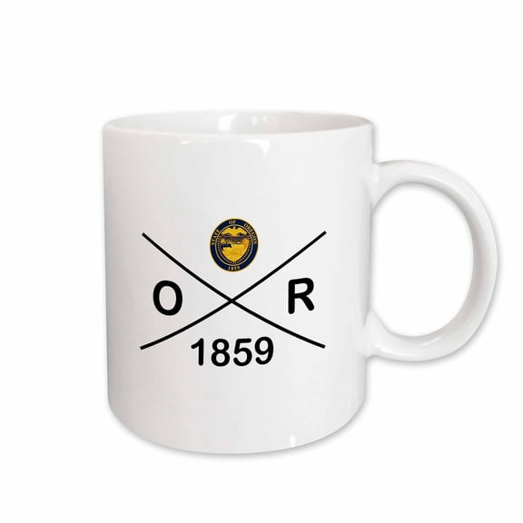 3drose, Oregon State Abbreviation, Statehood, Flag Art on White Background., 11oz Mug