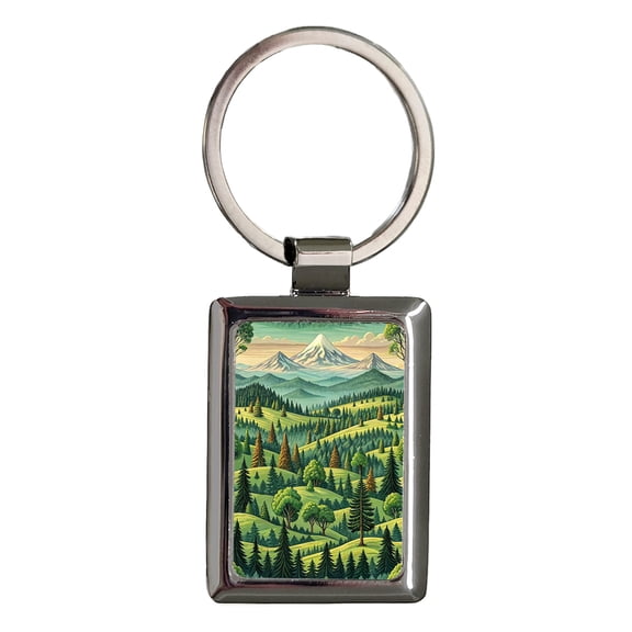 Oregon State Beautiful Scene Metal Rectangle Keychain