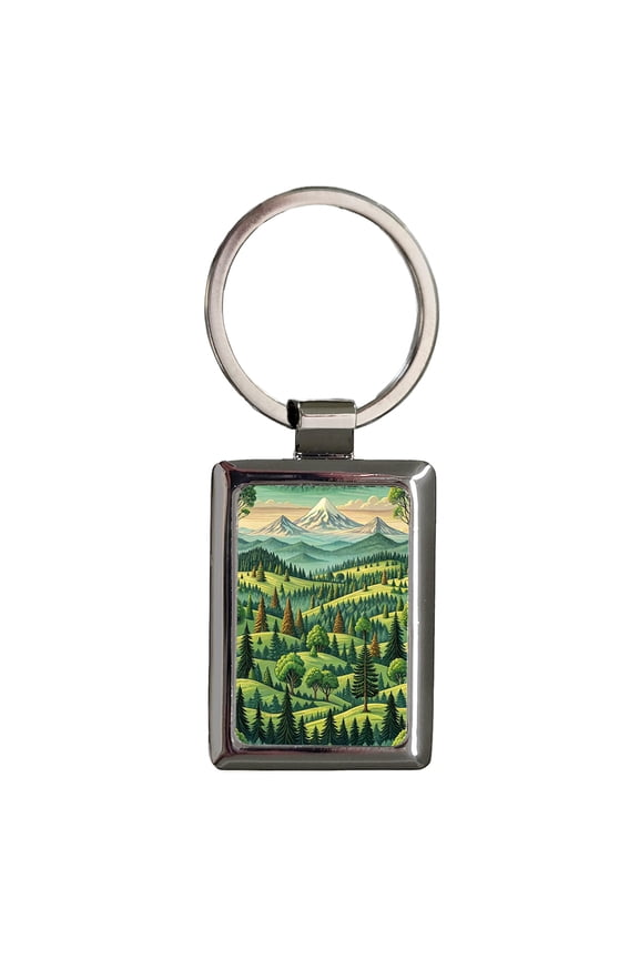 Oregon State Beautiful Scene Metal Rectangle Keychain