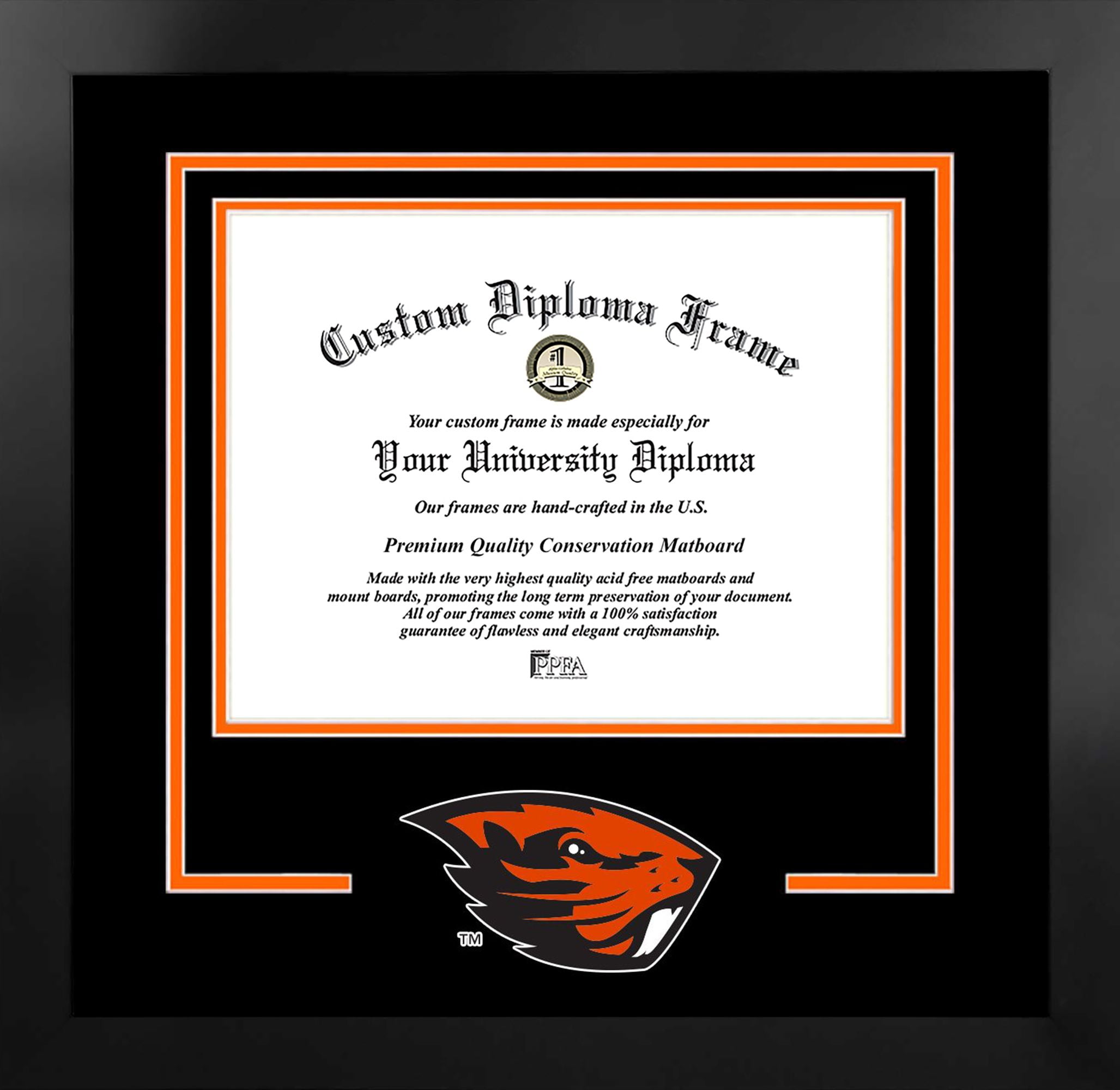 Oregon State Beavers 9w x 7h Spirit Diploma Manhattan Black Frame with Bonus Campus Images Lithograph (value savings $59)