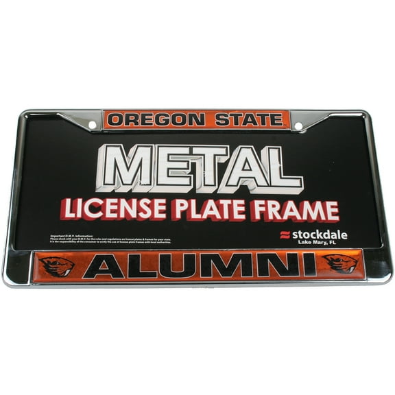 Oregon State Beavers Alumni Metal License Plate Frame W/domed Insert - Orange Background