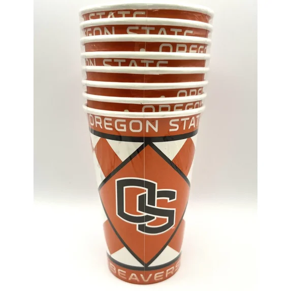 Oregon State Beavers Checkered Ncaa University Sports Party 12 Oz. Paper Cups