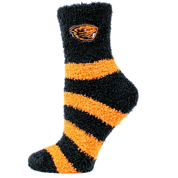 Oregon State Beavers Striped Fuzzy Sock - Donegal Bay - Unisex - One Size - Ankle