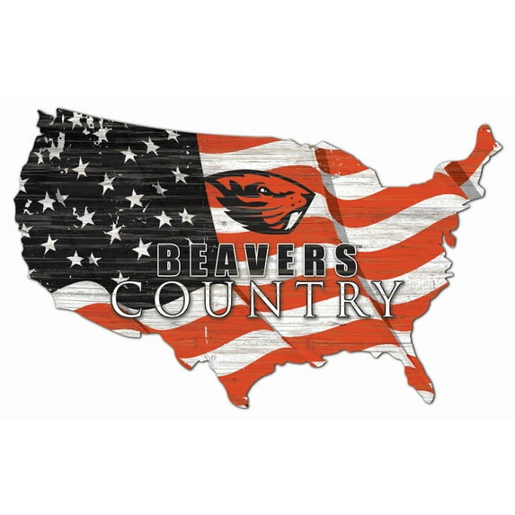 Oregon State Beavers USA Flag Cutout Sign