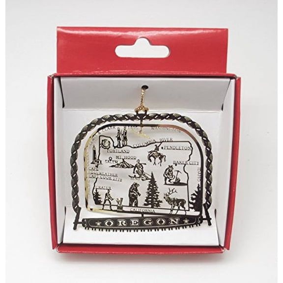 Oregon State Brass Christmas Ornament