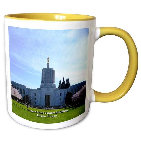 3drose, Oregon State Capitol Building in Salem, Oregon, 11oz Two-tone Yellow Mug