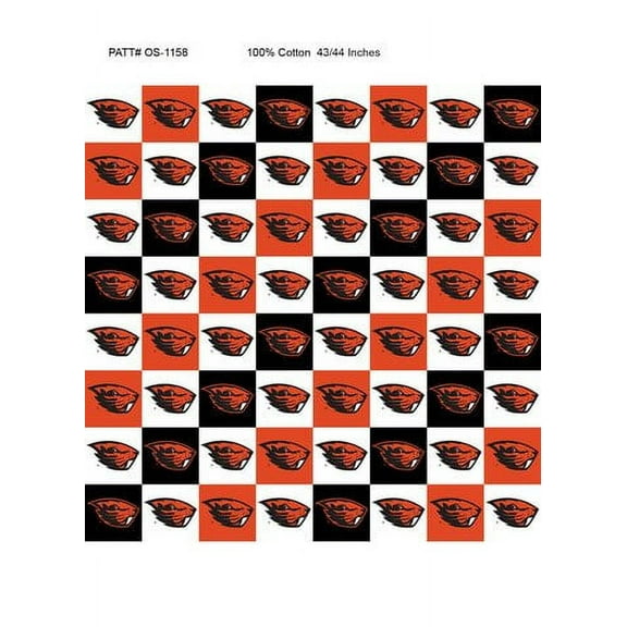 Oregon State Cotton Fabric with Collegiate Check Pattern-Sold by the Yard