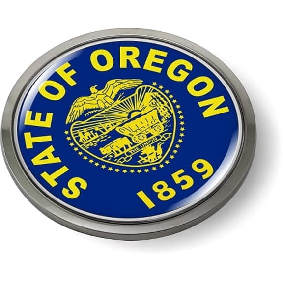 BestLicensePlateFrames Oregon State Flag 3D Domed Car Emblem Badge Sticker Chrome Plastic Round Bezel