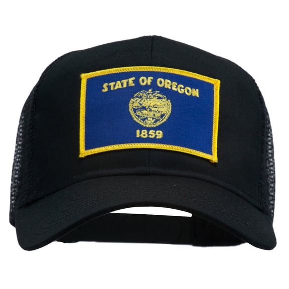 Oregon State Flag Patched Mesh Cap - Black OSFM