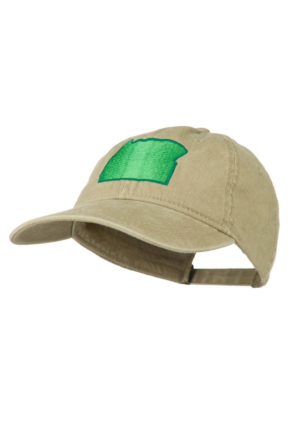 Oregon State Map Embroidered Washed Cotton Cap - Khaki OSFM