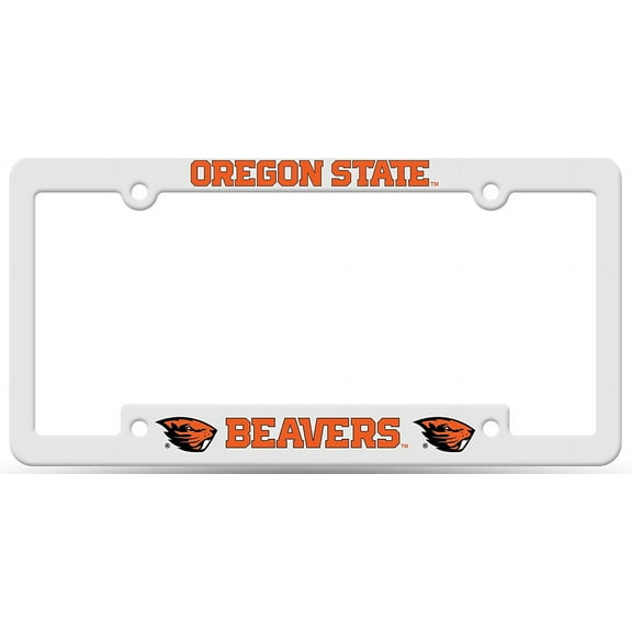 Oregon State NCAA Raised Letter White Plastic License Plate Frame