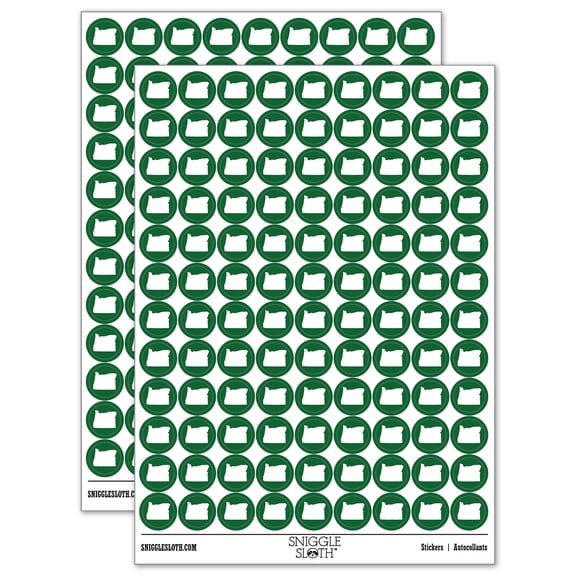 Oregon State Silhouette 200+ Round Stickers - Dark Green - Matte Finish - 0.50" Size