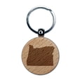 thumbnail image 1 of Oregon State Silhouette Round Keychain Charm Tag - Engraved Wood, 1 of 6