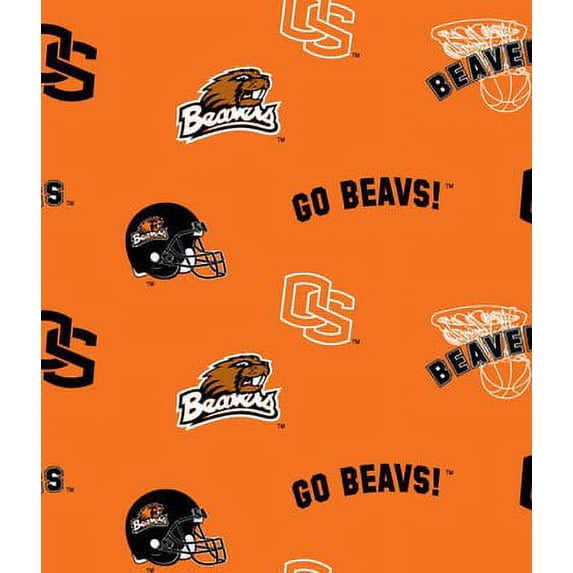 Oregon State Super Soft Collegiate Classic Fleece Allover Design-Sold by the Yard