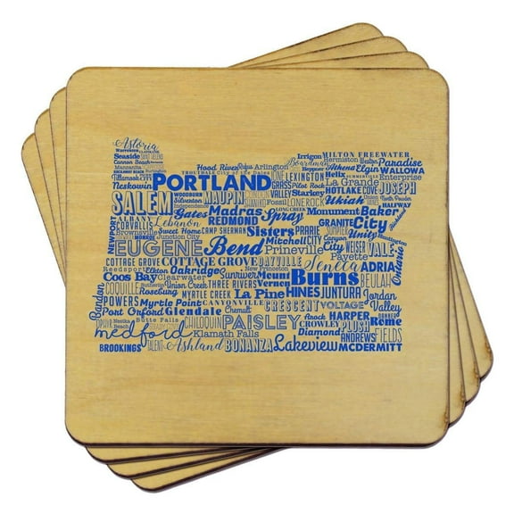 Torched Oregon State Typography Coaster Drink Beer Coaster 4"x4" Multicolor