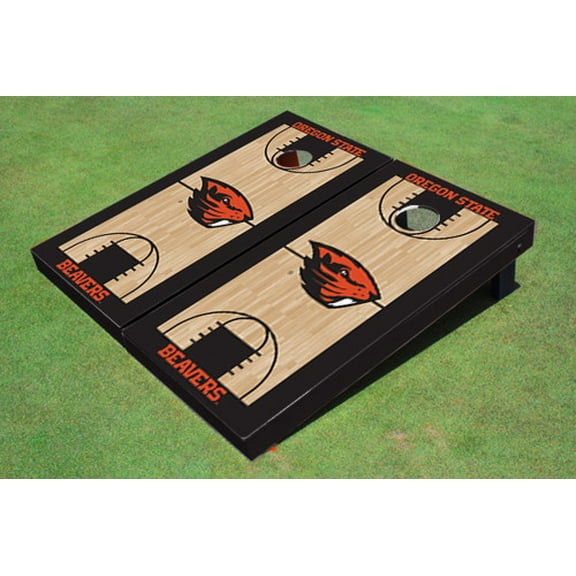 Oregon State University Black Matching Basketball Court Custom Cornhole Board