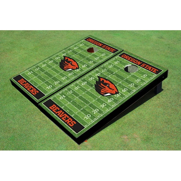 Oregon State University Black Matching Football Field Custom Cornhole Boards