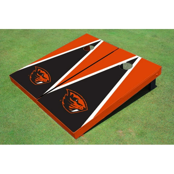 Oregon State University Black and Orange Matching Triangle Cornhole Boards