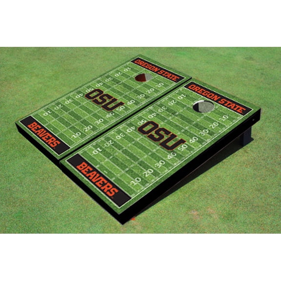 Oregon State University "OSU" Black Matching Football Field Custom Cornhole Boards