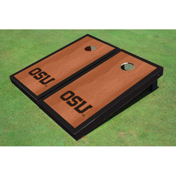 Oregon State University "OSU" Black Rosewood Matching Border Cornhole Boards