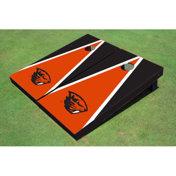 Oregon State University Orange and Black Matching Triangle Cornhole Boards