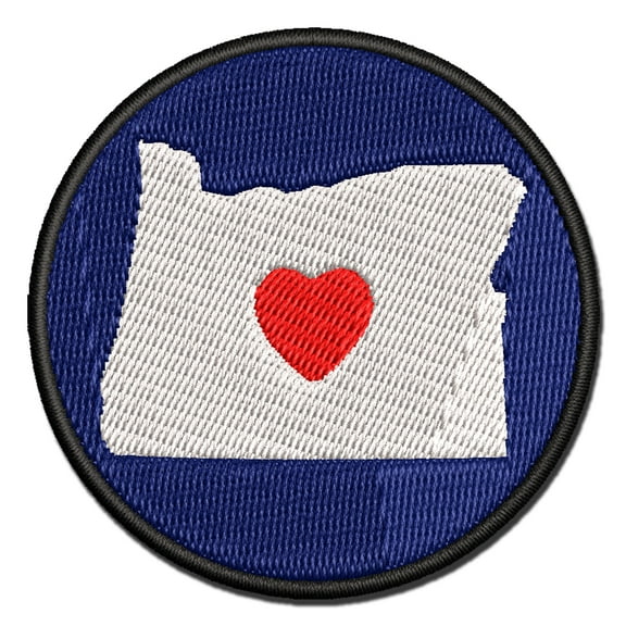 Oregon State with Heart Applique Multi-Color Embroidered Iron-On Patch - 2.0 Inch Mini