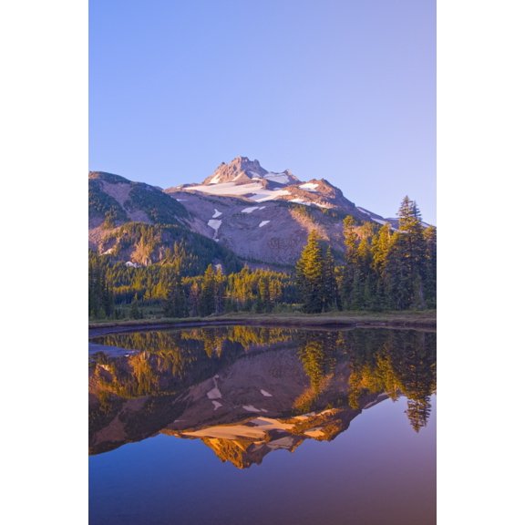 Oregon United States Of America Mt Jefferson Reflected In A Lake In Jefferson Park Canvas Art - Dan Sherwood Design Pics (12 x 18)